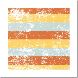 Warm Summer Distressed Stripey Pattern Design Posters and Art